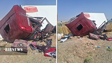 واژگونی کامیون در جاده گرمسار به قم و فوت یک نفر